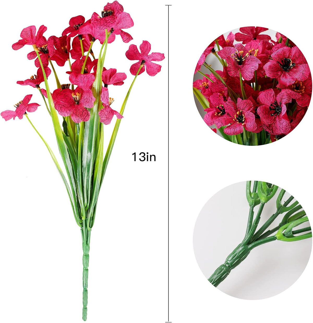 AmyHomie 20 Bundles Artificial Flowers for Outdoor Outside Spring Summer Decoration UV Resistant