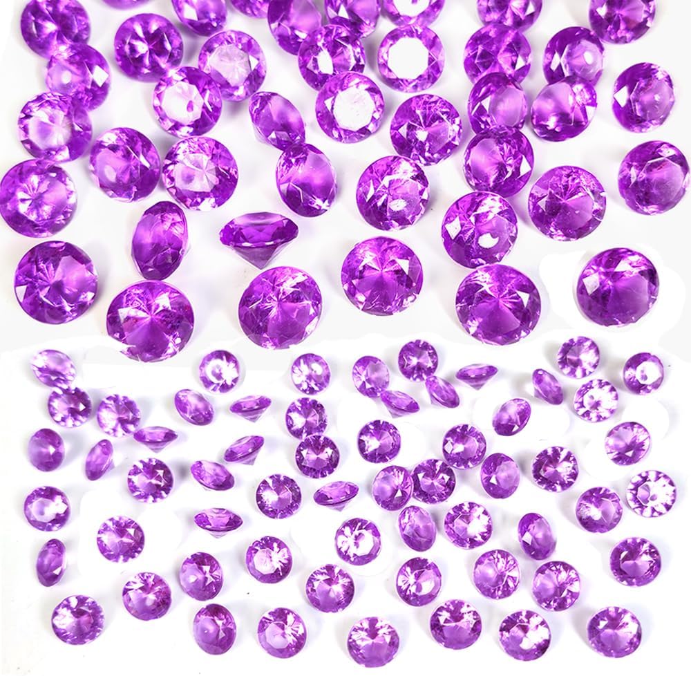 HappyFiller Fall Thanksgiving Decoration 720 Pcs Purple Acrylic Diamonds Gems,Wedding Diamond