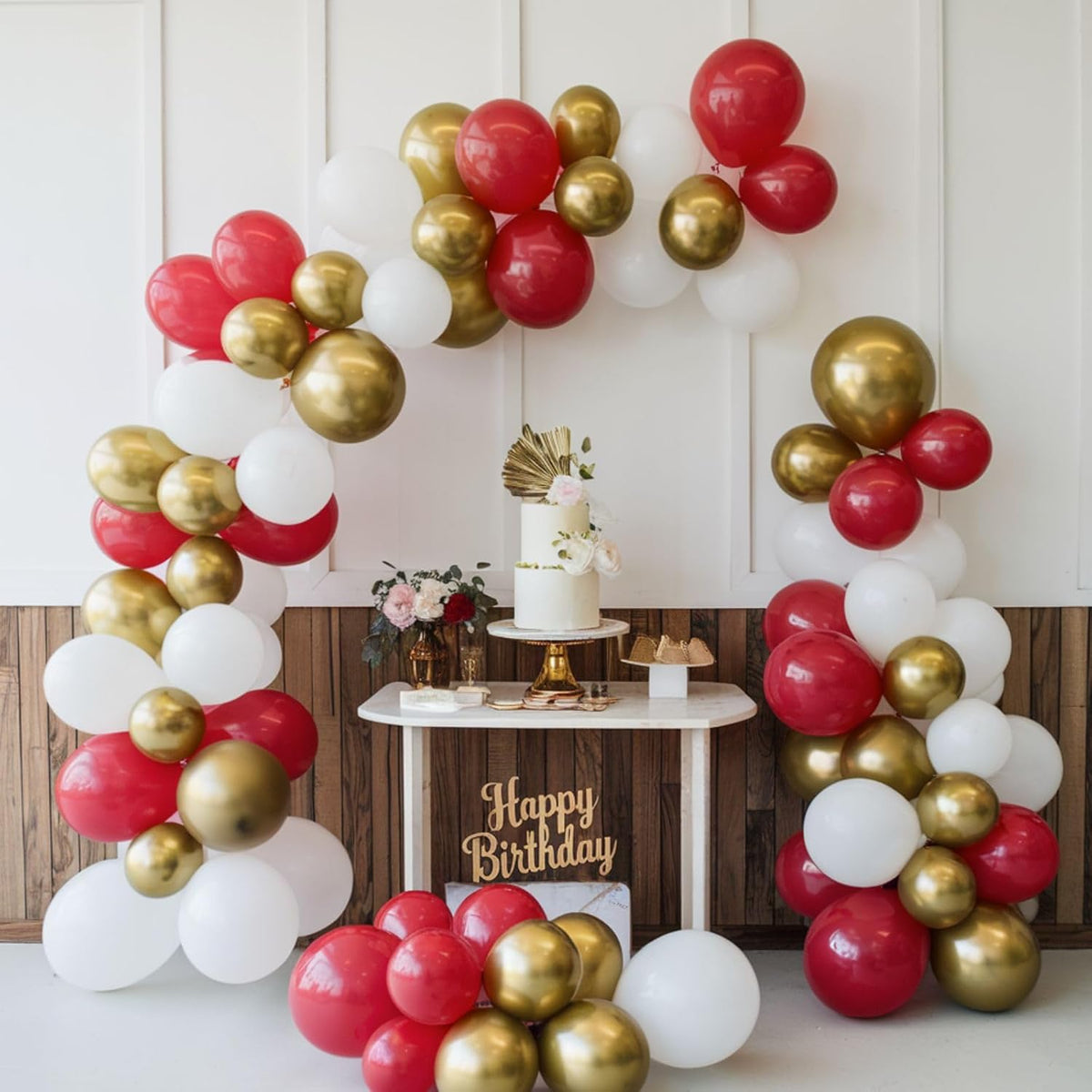 Red and Gold Balloons, 12 Inch Burgundy Gold Balloons, Maroon Balloons, Metallic Gold Dark Red