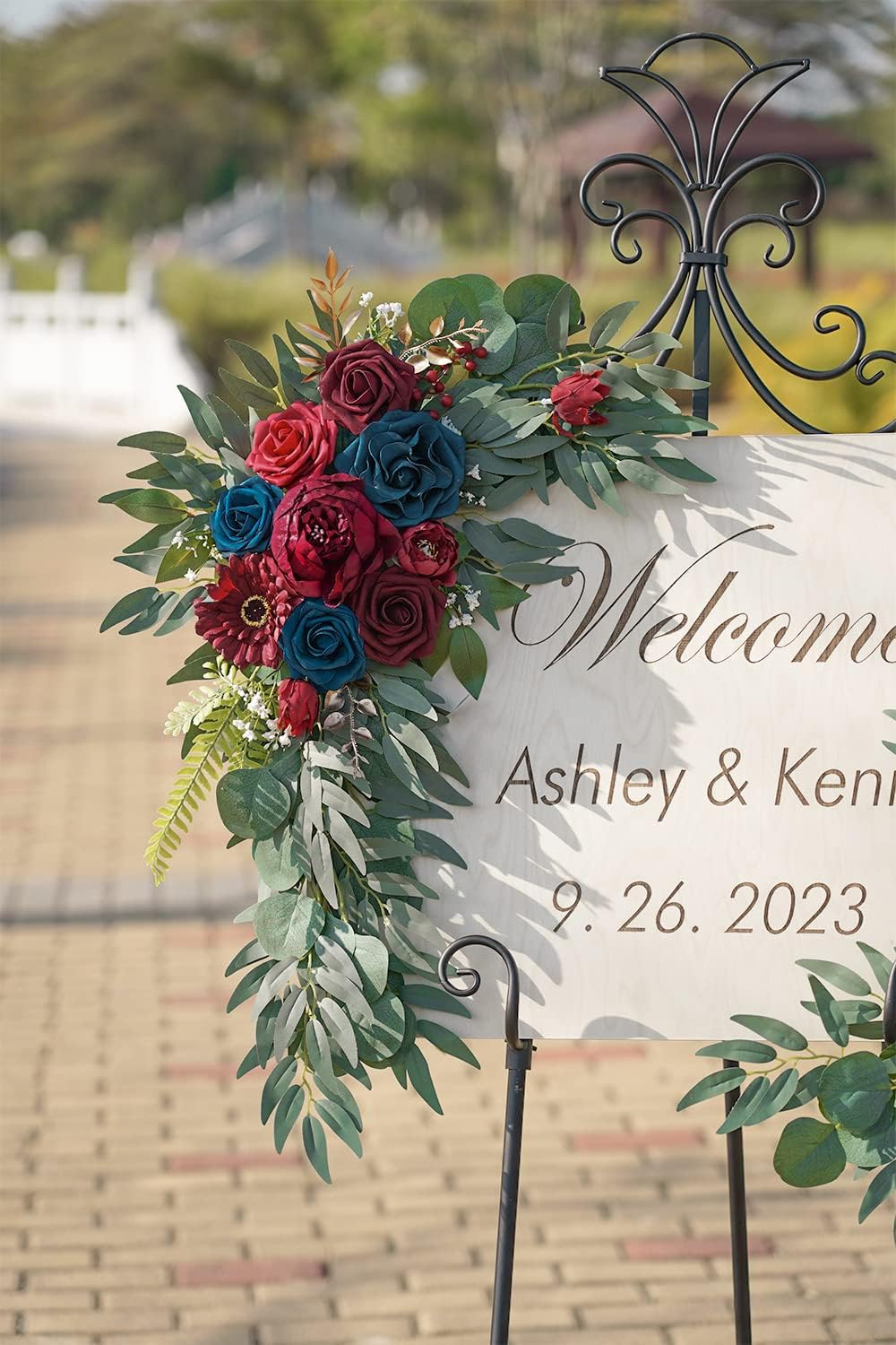 ponatia Wedding Arch Flowers (Pack of 2), Burgundy and Navy Flowers Wedding Decorations for Wedding