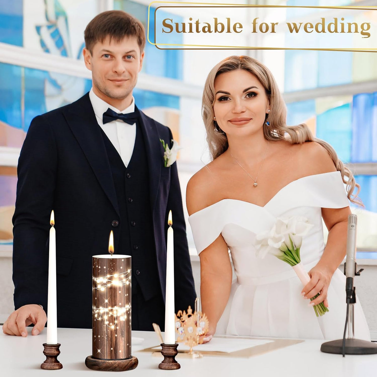 Irenare Unity Candles with Holder for Wedding Ceremony Wedding Decortions Accessories Glass Candle