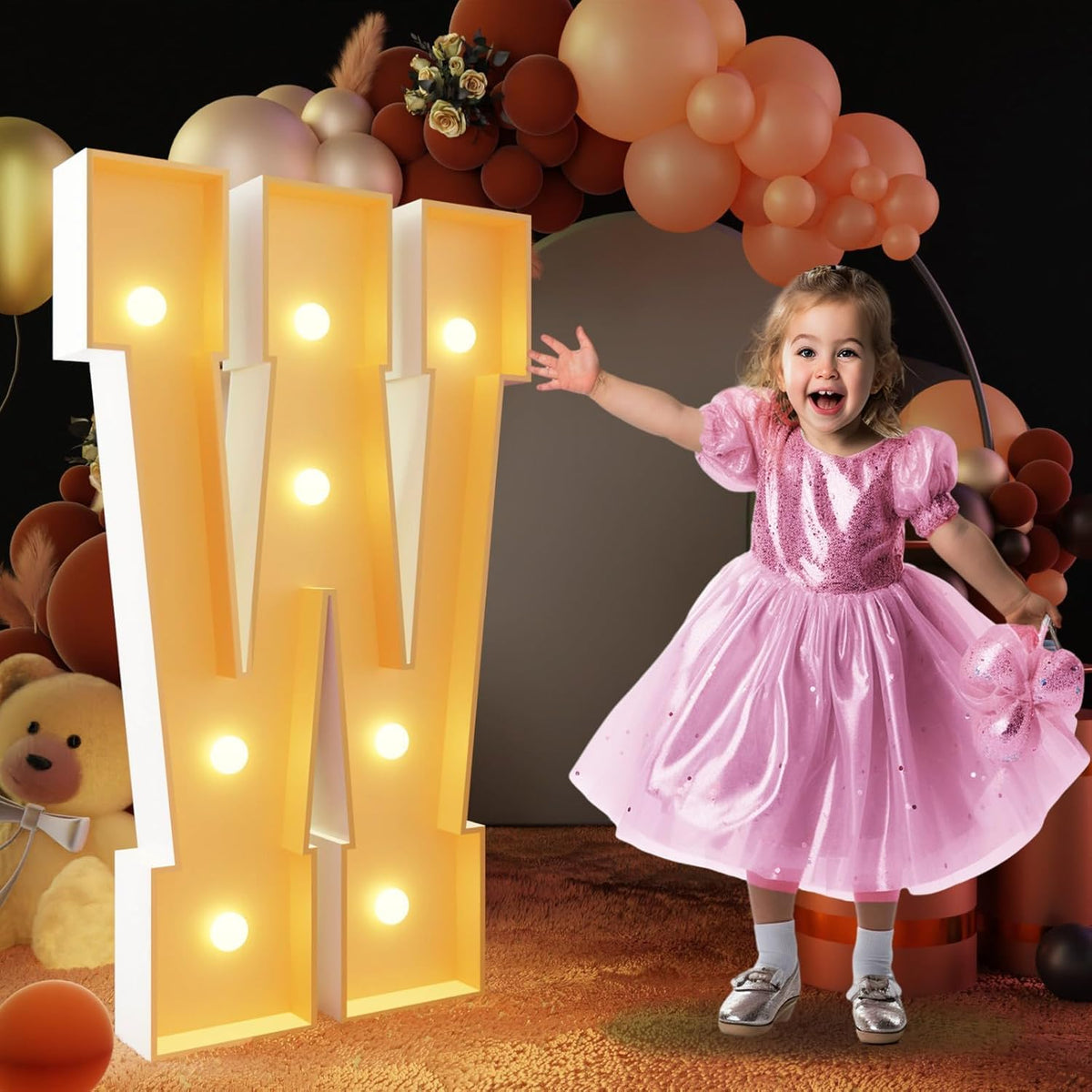 imprsv 3FT Block Marquee Letters Light Up Letters for Birthday Baby Shower Party Backdrop Decor