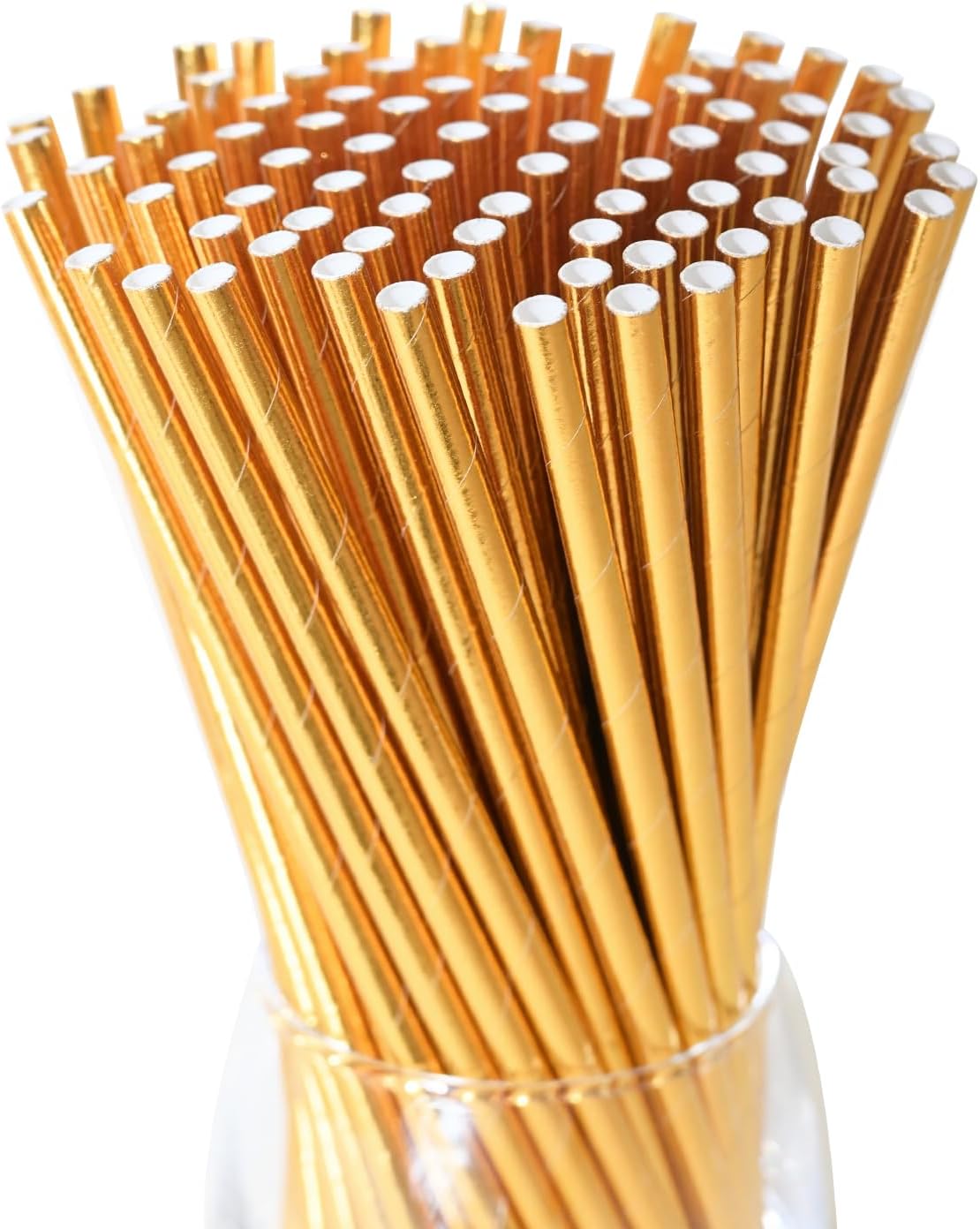 Gold Paper Straws, Disposable Drinking Straws for Graduation, Birthday, Wedding,Cocktail Party