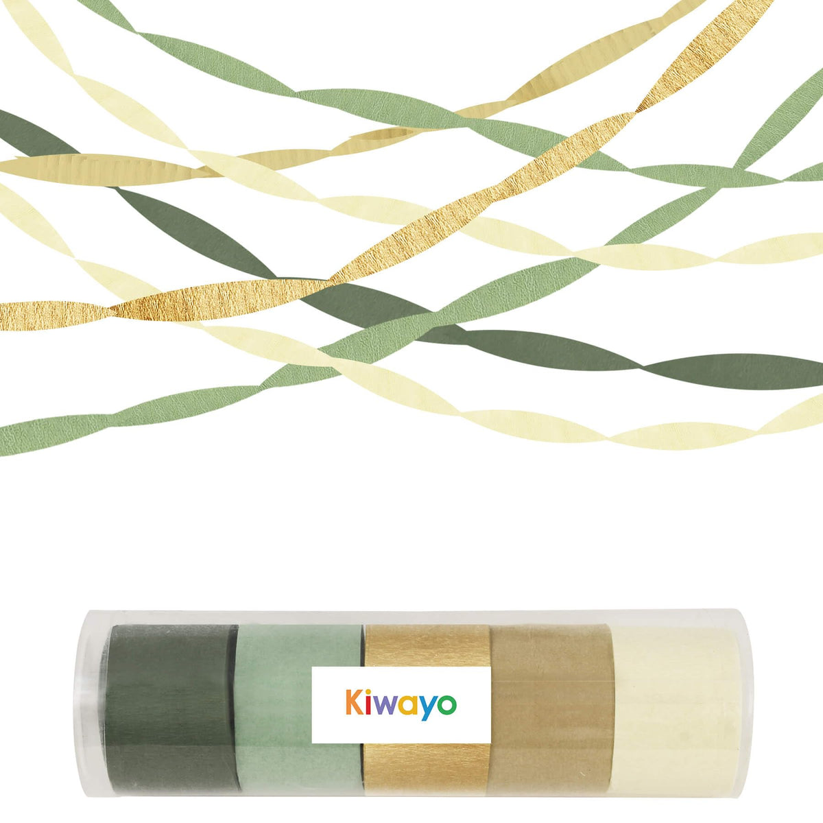 Kiwayo Birthday Baby Shower Decorations, Sage Green Gold Crepe Paper Streamers Party Decorations(5