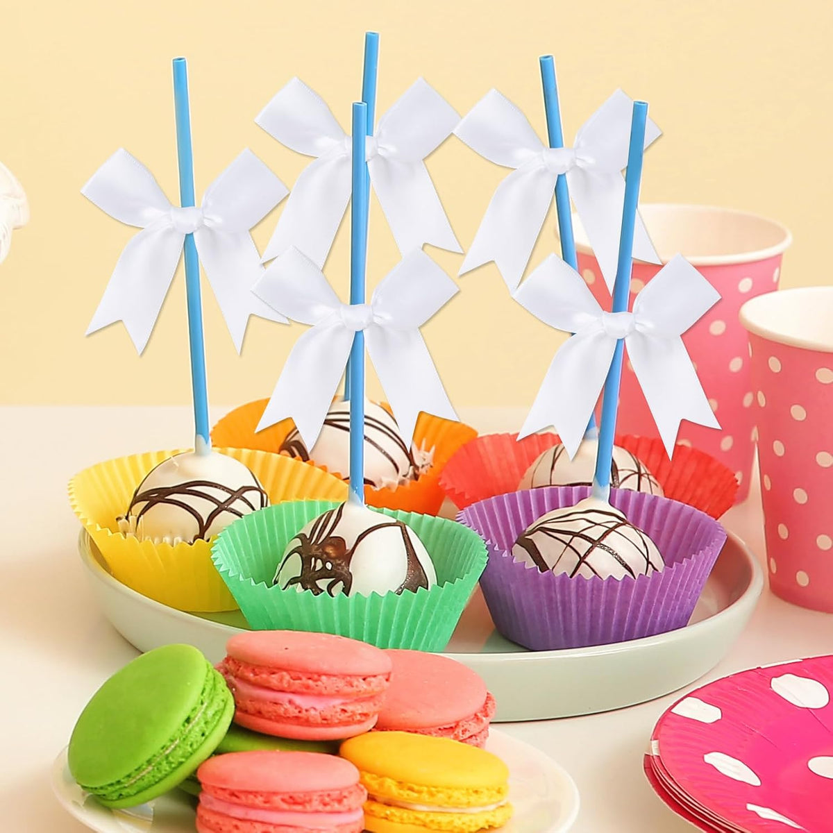 Feluwi White Gift Wrap Bows (50 Pcs) - 3.3 Inch Elegant Plastic-Free Bows for Christmas Gifts