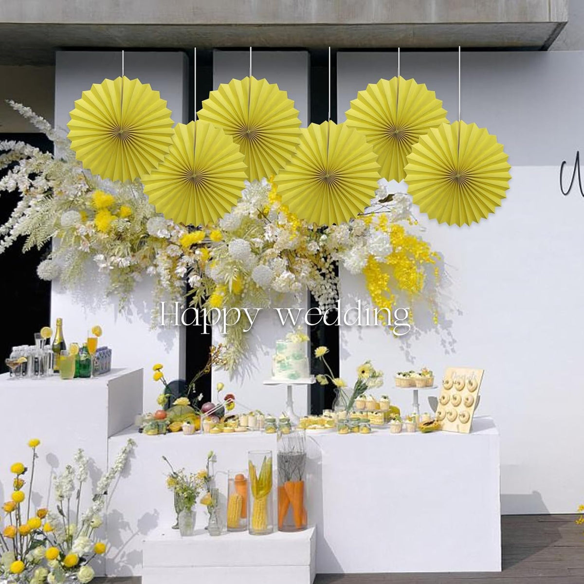 Yellow Party Decorations,Paper Decorations for Party,Lemon Decorations Party Paper Fans Bulk