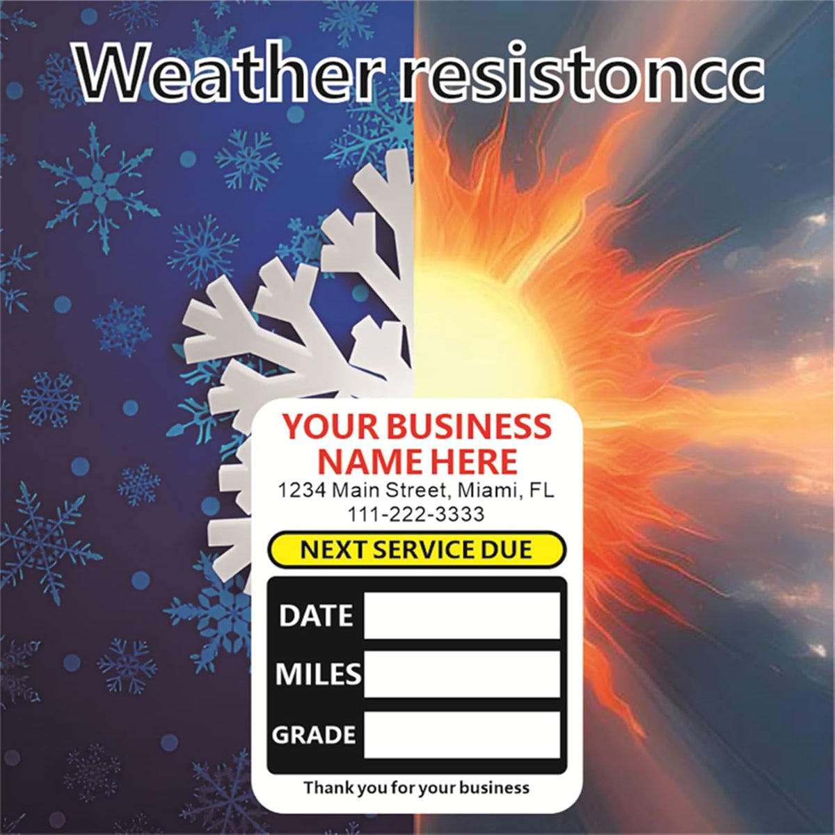 Custom Oil Change Stickers with Your Business Name - Auto Maintenance Service Reminder for Cars
