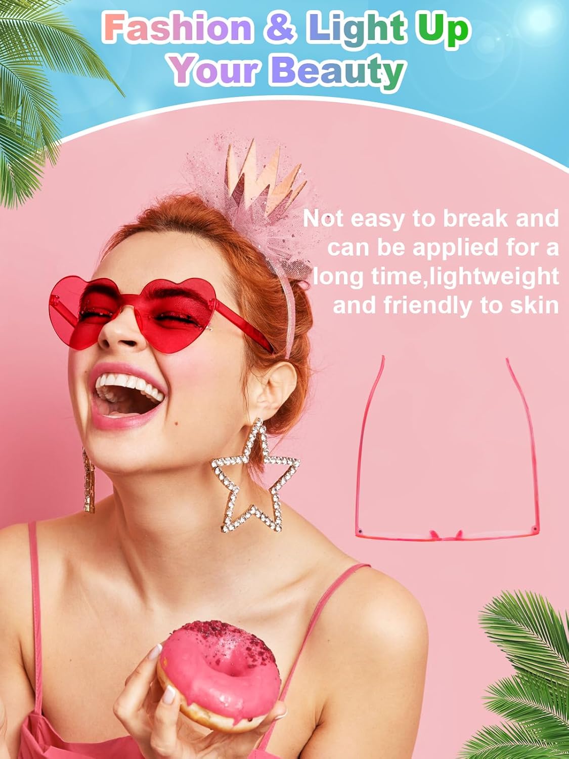 12 Pairs Heart Shaped Sunglasses for Women Colorful Glasses Fun Trendy Transparent Heart Sunglasses