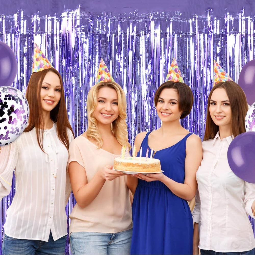 BEISHIDA 2 Pcs Light Purple Lavender Door Streamers Tinsel Curtain Party Streamers Backdrop Fringe