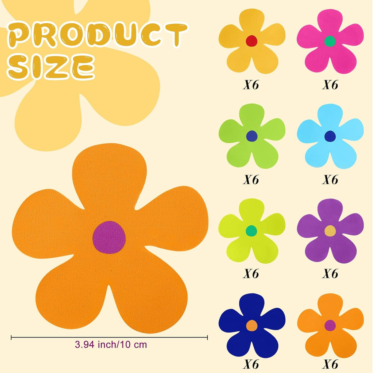 Kingdder 48 Pieces Retro Flower Car Magnets Decorations Refrigerator Decals 60s Multicolor Flower
