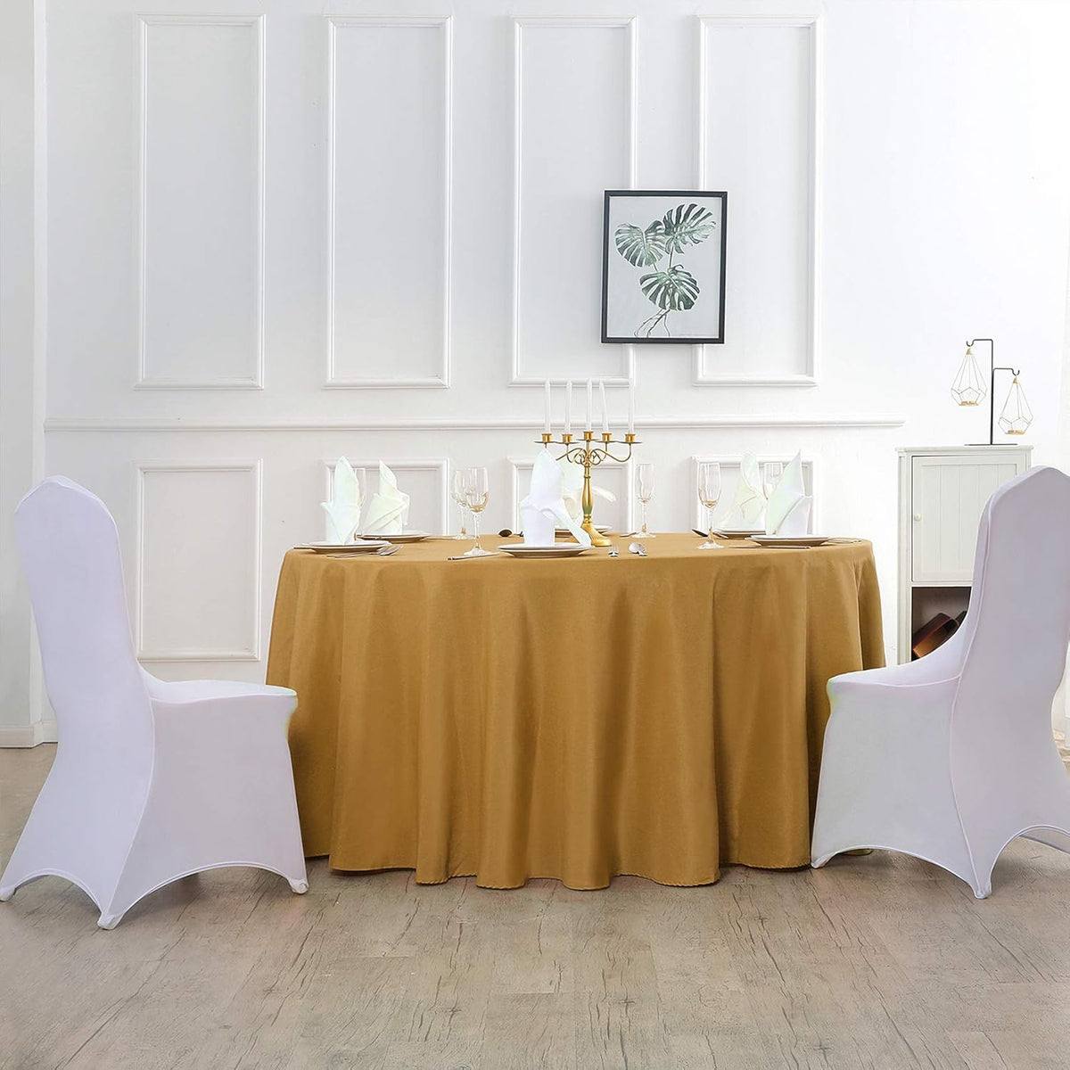 108 inch Round Tablecloth Washable Polyester Table Cloth Decorative Table Cover for Wedding Party