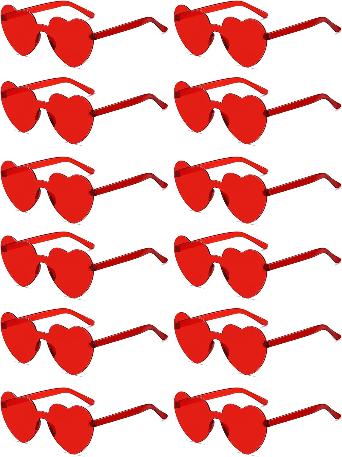 12/20/24 Pairs Heart Sunglasses for Women Men, Trendy Heart Shaped Rimless Transparent Sunglasses