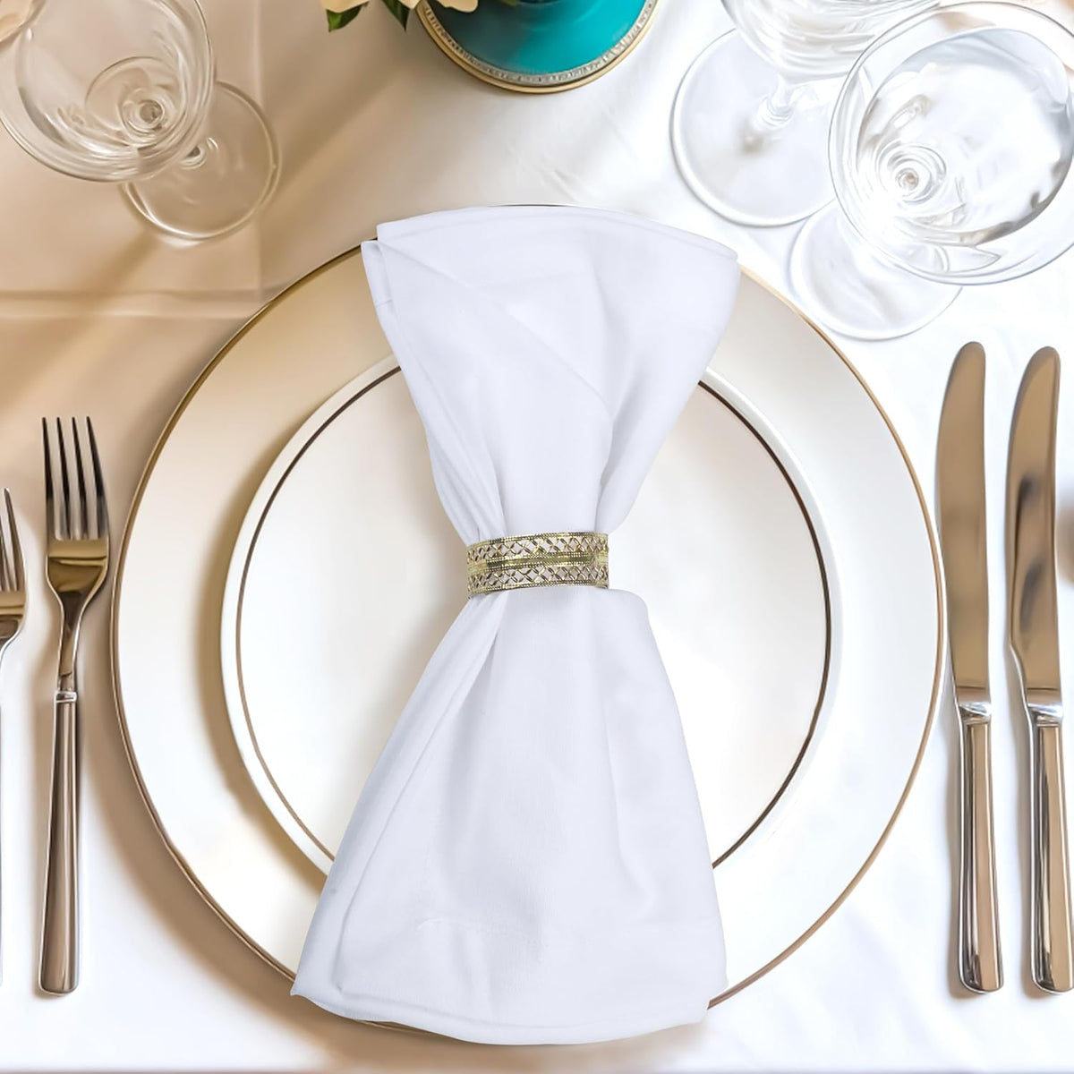 Urban Villa White Cloth Napkins Set of 12 100% Cotton Dinner Napkins Cloths Washable 20”x20”