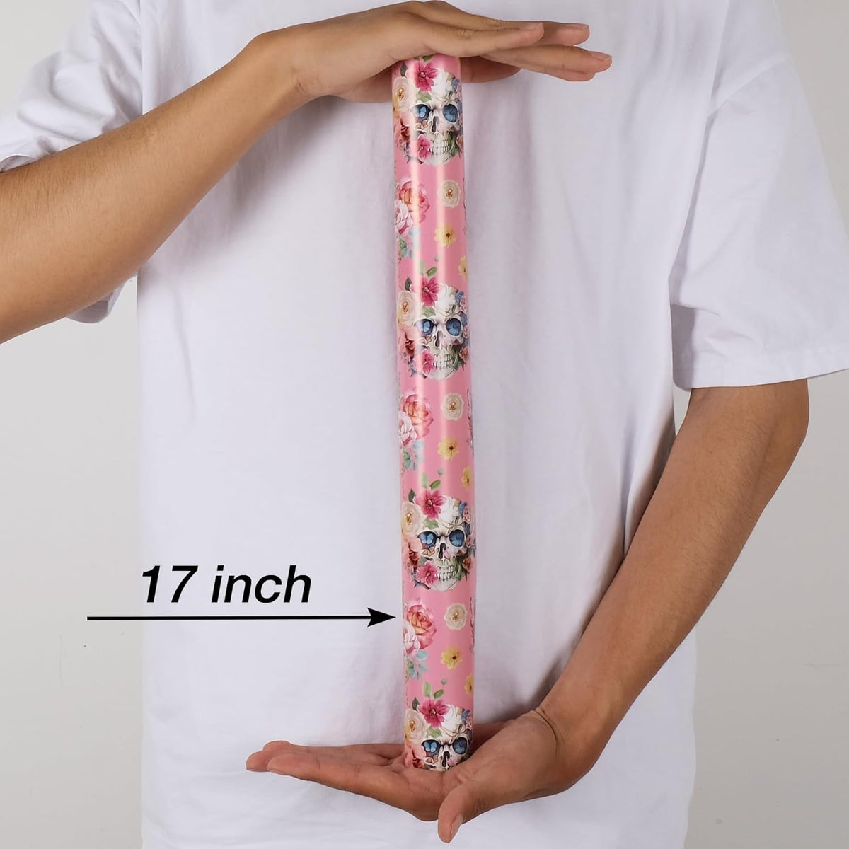 Aimyoo Gothic Wrapping Paper Roll, 17 Inch X 33 Feet Skull Floral Butterfly Design Gift Wrap Paper
