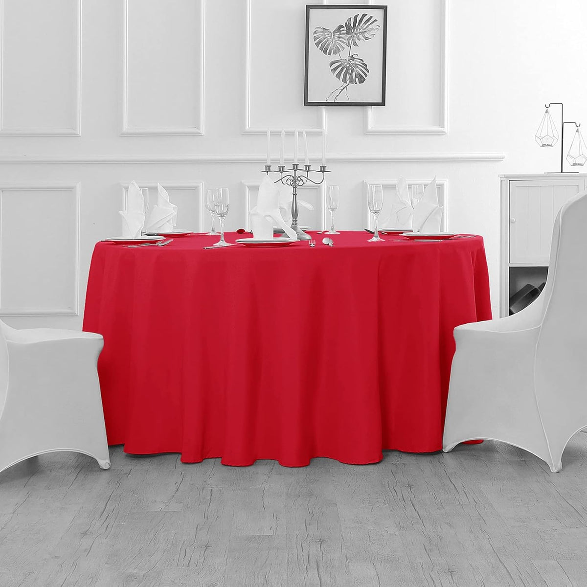 Fokitut 6 Pack Round Tablecloth, 120 Inch, Stain Resistant and Wrinkle Polyester Table Cloth