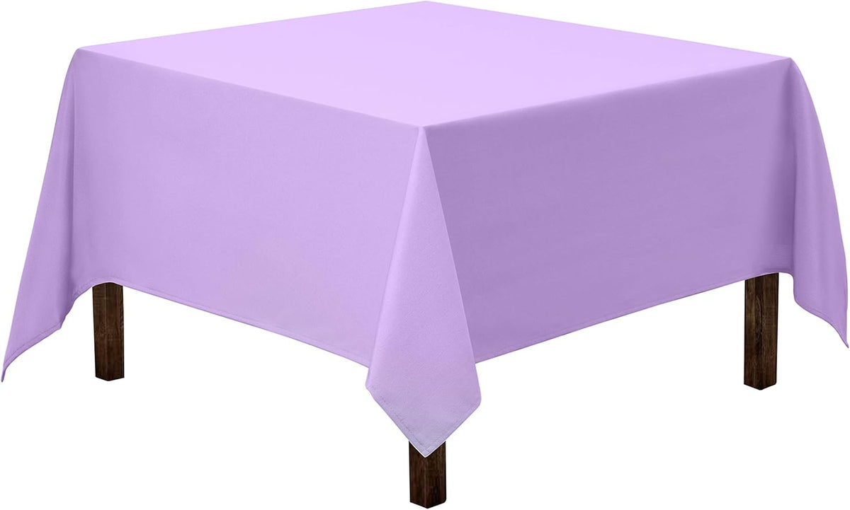 Gee Di Moda Square Tablecloth - 52 x 52 Inch Lavender Table Cloth for Small Square or Round Tables