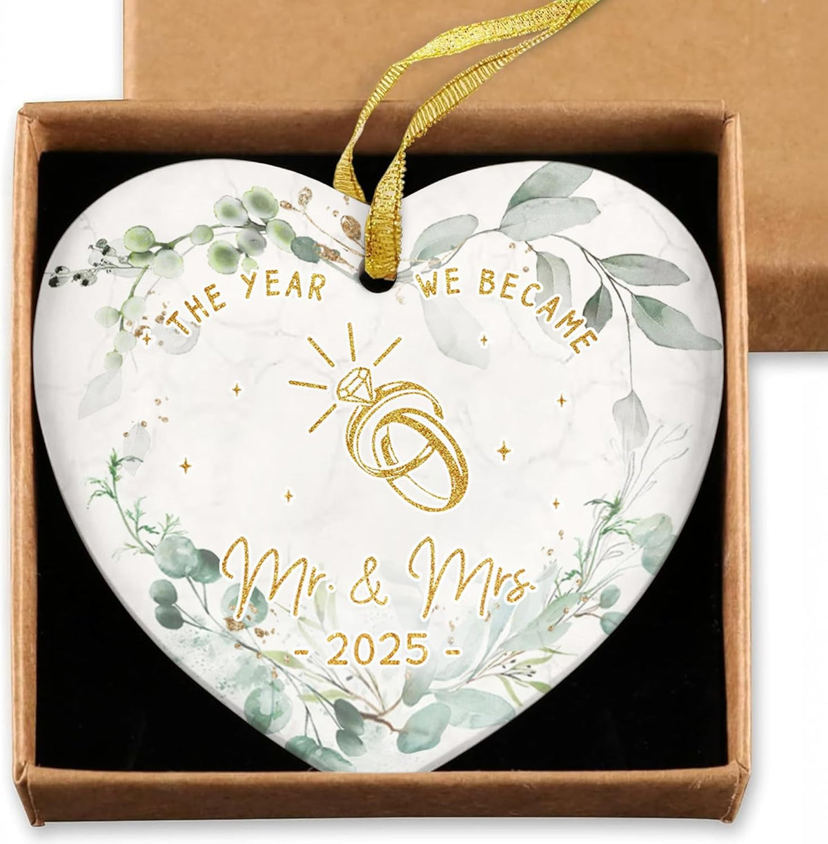 GOSSBY Wedding Ornament 2025 - The Year WE Became MR MRS - 2025 Wedding Gift for Couple - Bridal