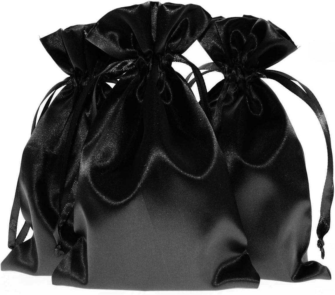 4" x 6" Black Satin Gift Bags, Jewelry Bags, Wedding Favor Drawstring, Baby Shower Christmas 50 per