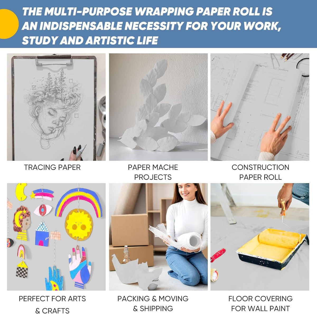 Light Grey Wrapping Paper, 15"x450" Solid Color Art Craft Decorative Paper for Eid Father?™s Day