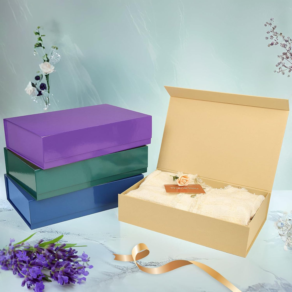 PACKHOME Extra Large Gift Box 17.5x11.3x4.3 Inches, Sturdy Shirt Box with Magnetic Lid for Clothes