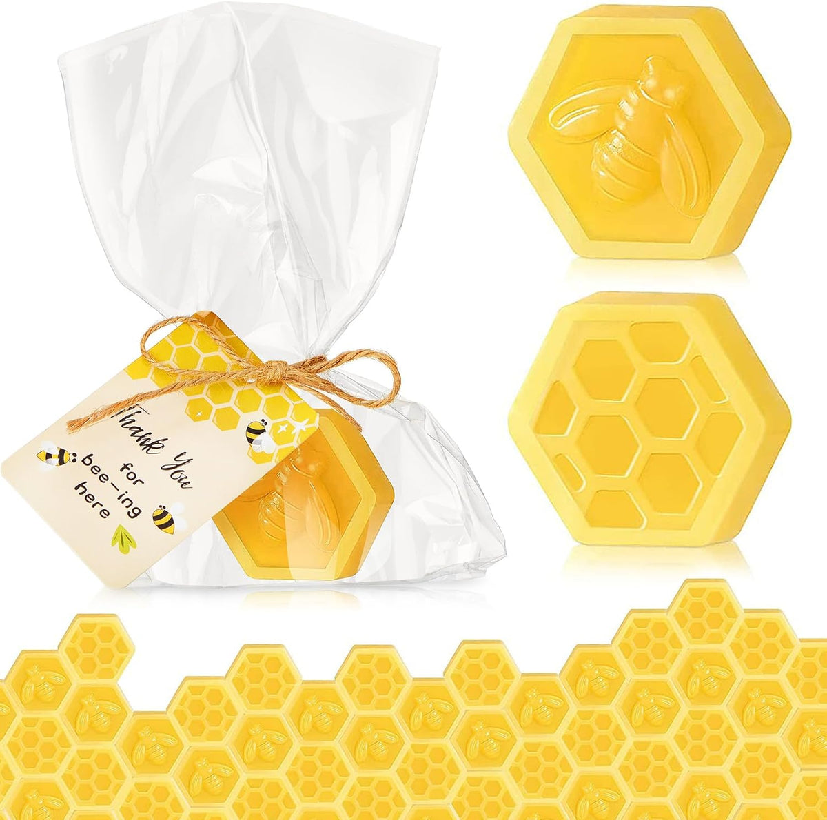 24 Set Baby Shower Favors Bee Party Favors Including Honeycomb Soap with Thank You Card Gift Honey