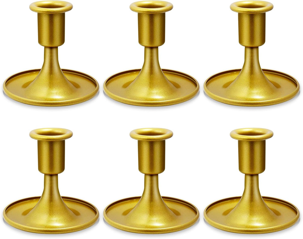Candlestick Holders 6 PCS Short Metal Taper Candle Holders, KSWING Gold Candle Stick Holders Set