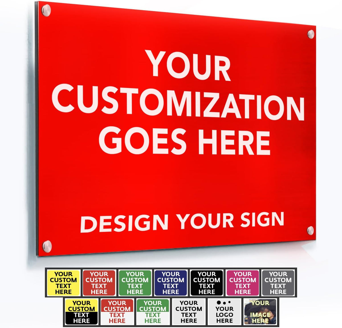 Custom Outdoor Metal Signs - Personalized Aluminum Business Signs, Waterproof, White Aluminum (Red