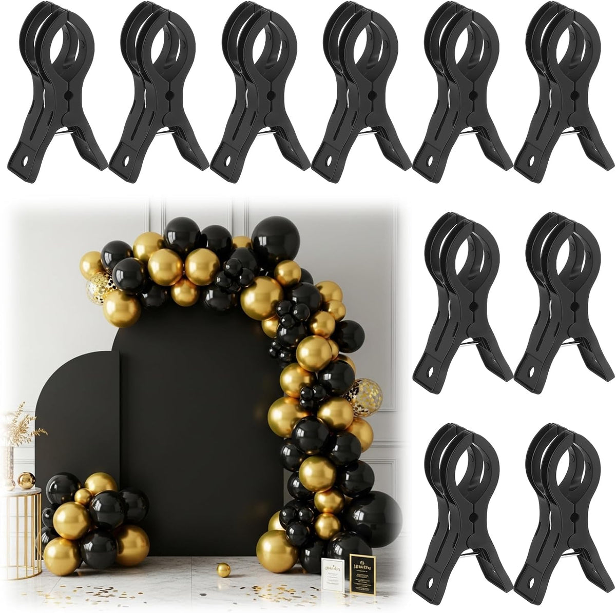 LemonRoad 10 Pack Large Balloon Arch Clips Plastic Transparent Backdrop Spring Clamps 3.5 Inch