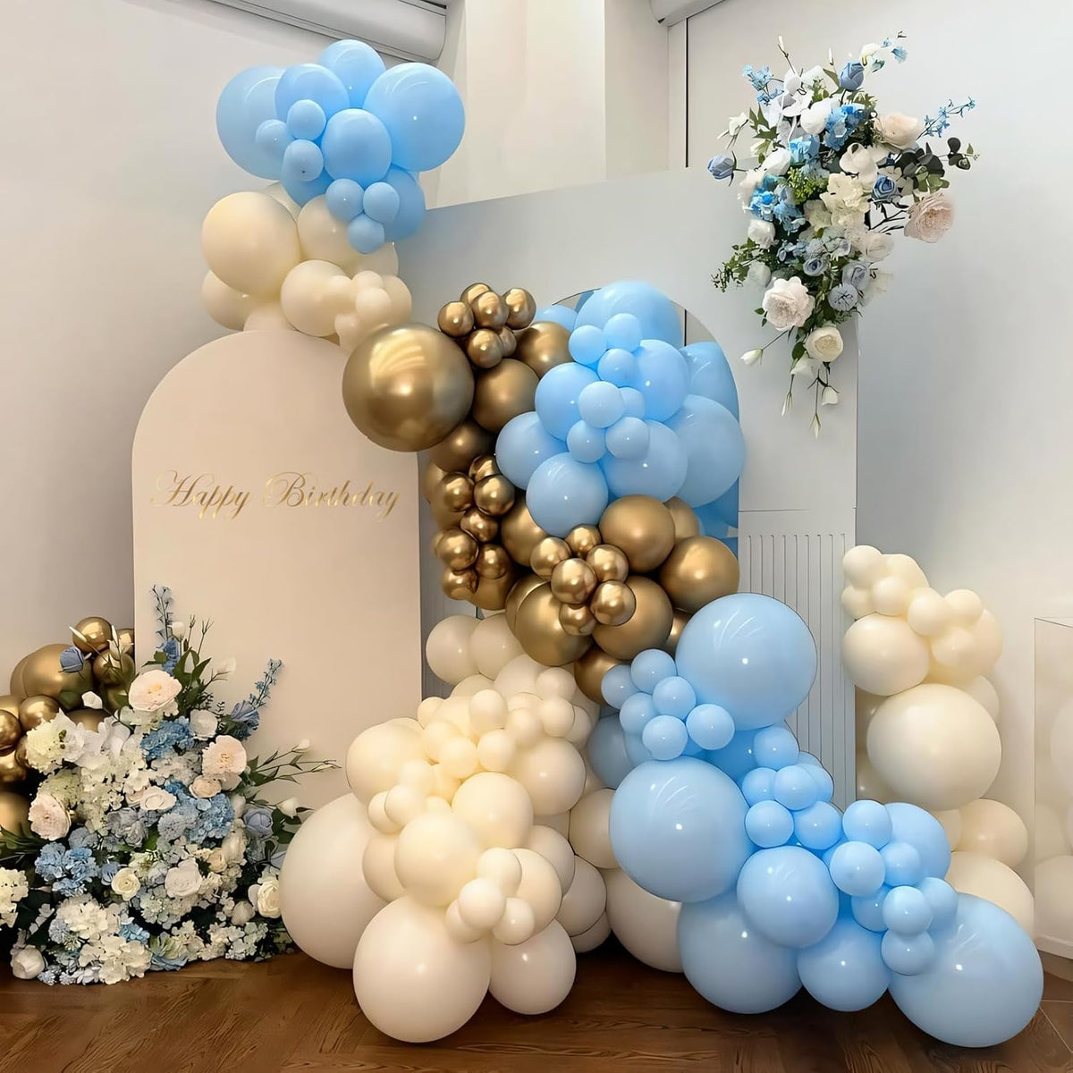 110pcs Pastel Blue Balloons 12 Inch Latex Light Blue Balloon Garland Arch Kit for Birthday Baby