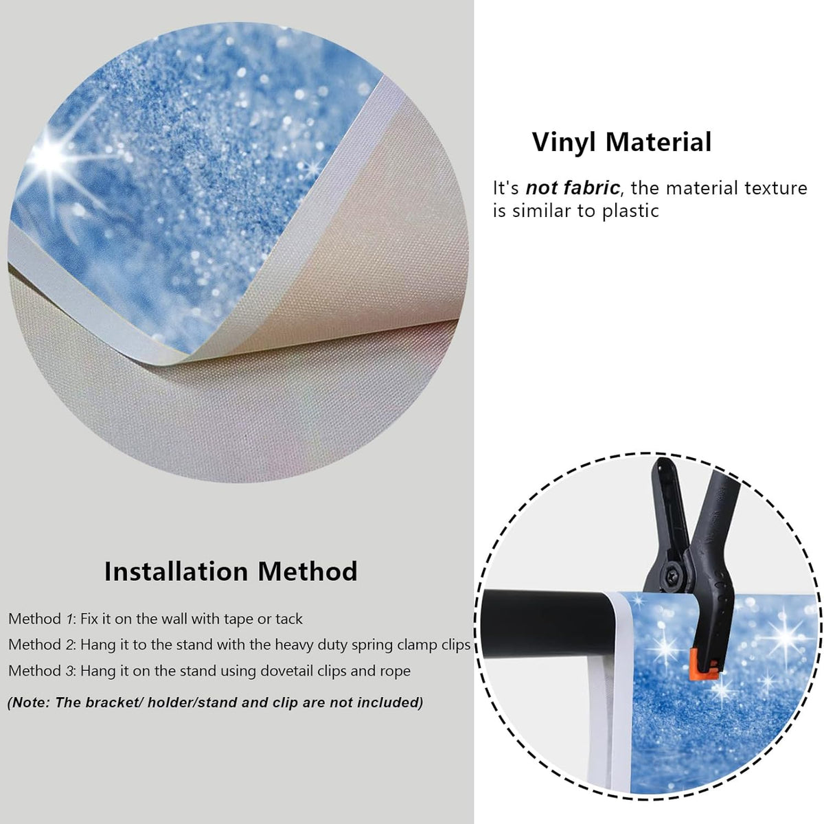 YongFoto Silver Blue Glitter Backdrop 12x10ft Silver Light Spots Blue Sequin Bokeh Photography