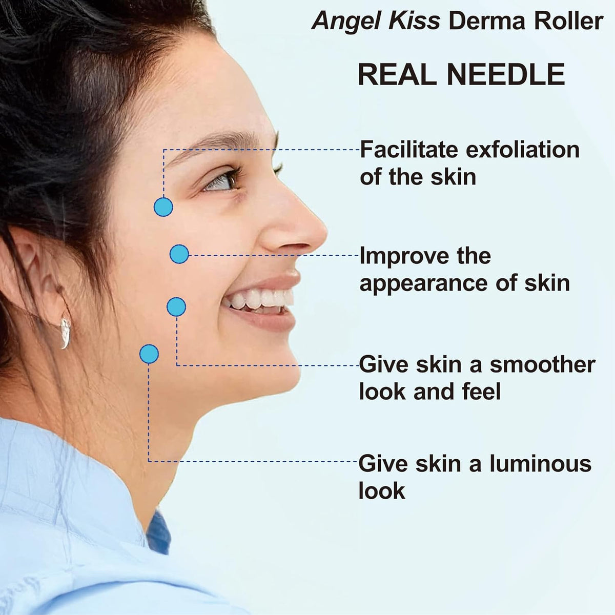 Derma Roller REAL NEEDLE for Face, Body, Hair, Scalp, Beard | Angel Kiss Upgraded 192 Titanium