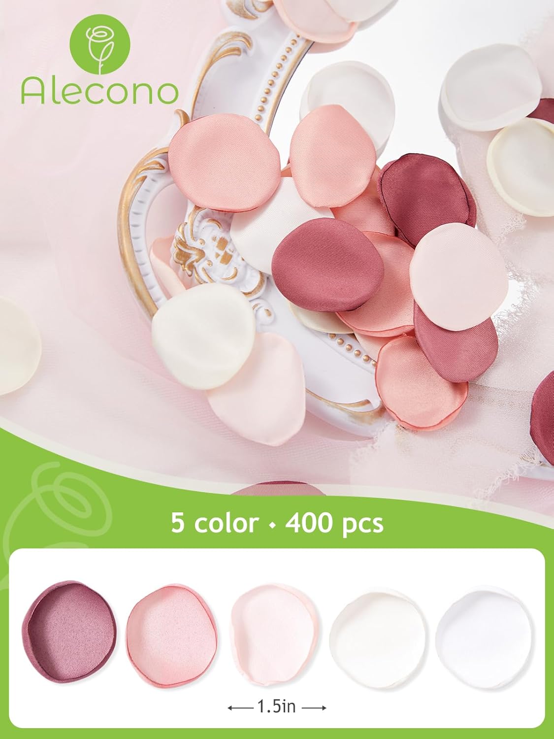 Alecono 𝟰𝟬𝟬𝙋𝙘𝙨 Silk Rose Petals, Fake Pink Rose Petals for Wedding Proposal Flower Girl