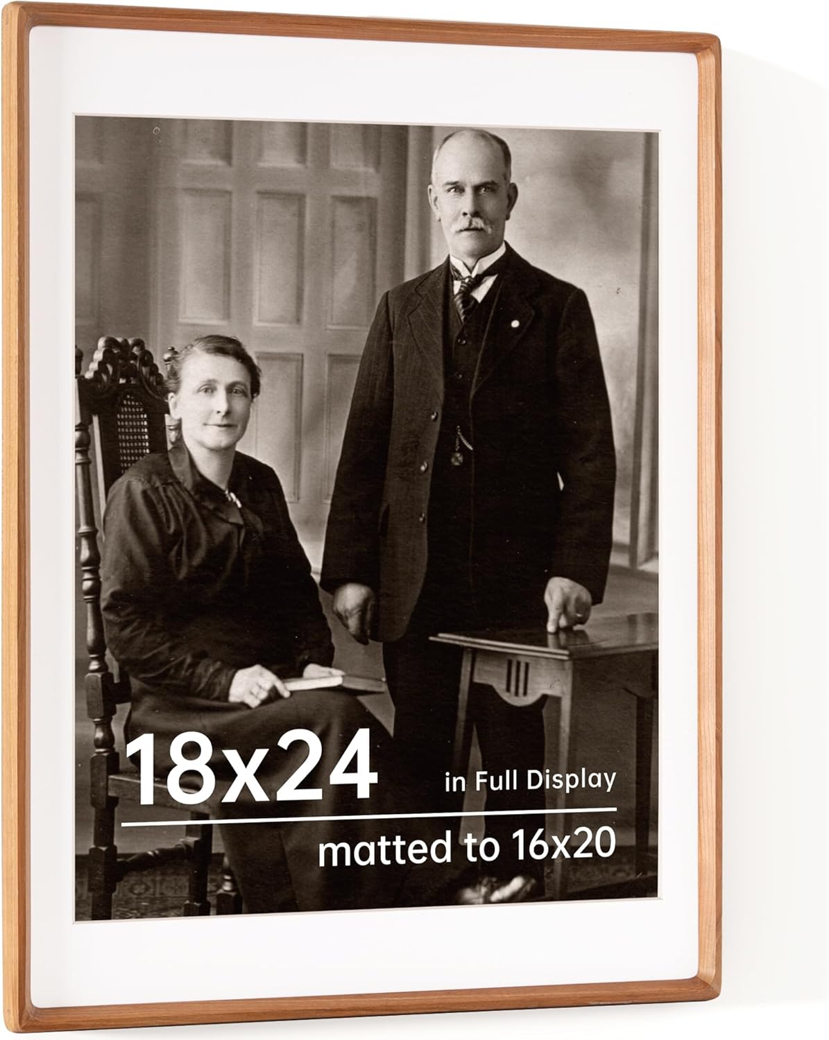 18x24 Picture Frame USA-Sourced Natural Cherry Wood Solid Original Wood Photo Frame Rounded Corner