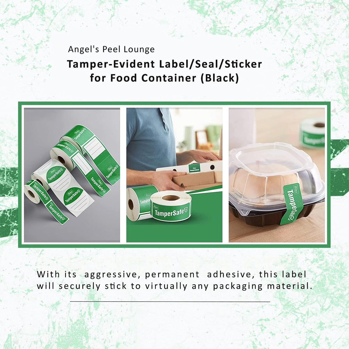 Angel's Peel Lounge Tamper Proof Stickers Roll — Tamper Evident Stickers for Containers, Cups