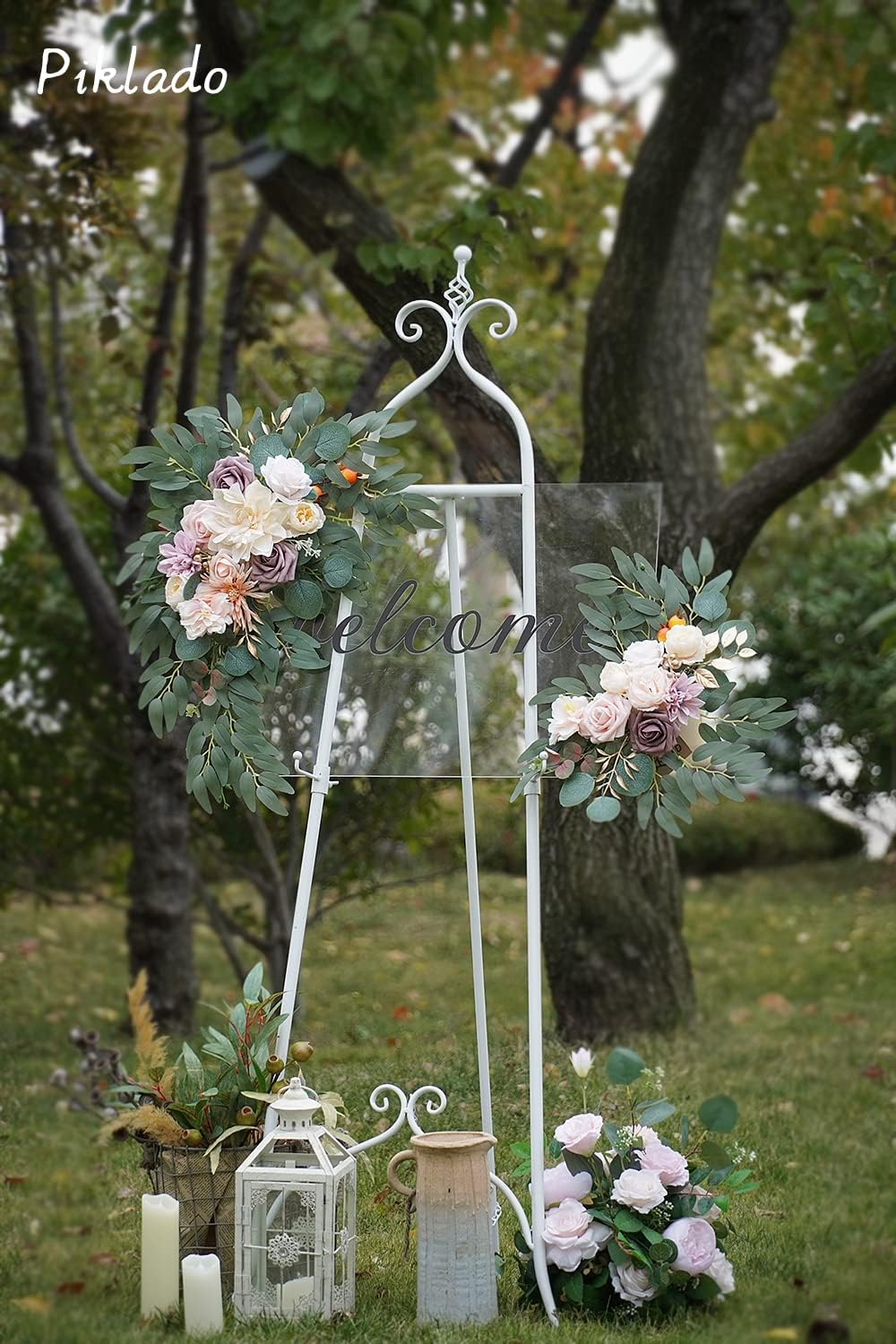 Faux Flower Swag Set of 2 for Wedding Welcome Signs Floral Swag Wedding Reception Ceremony Signs