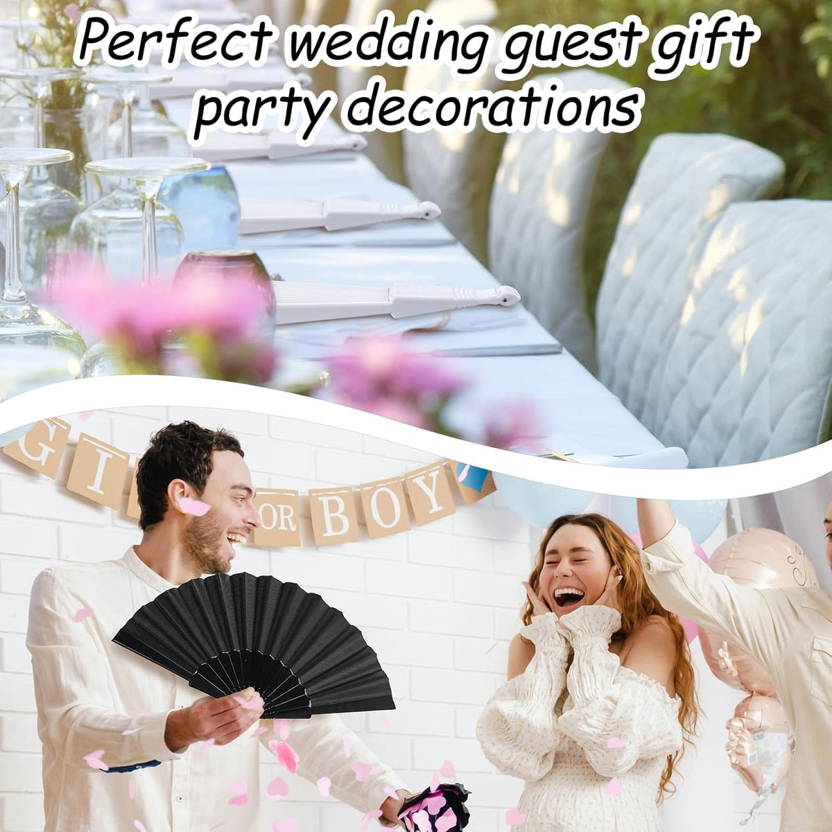 Wenqik 80 Pcs Wedding Folding Hand Fans Bulk Silk Fabric Chinese Handheld Foldable Clack Fans with