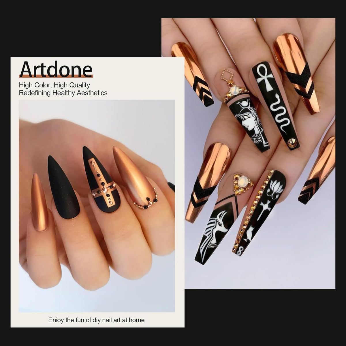 Artdone Chrome Nail Powder, Copper Iridescent Aurora Powder Metallic Mirror Effect Pigment