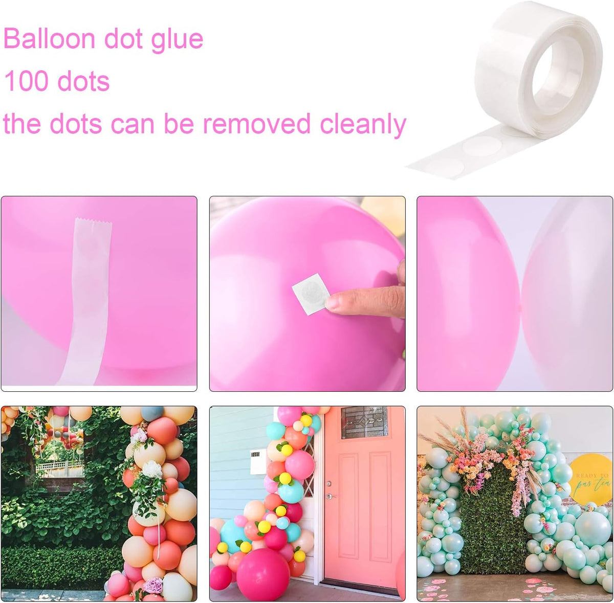 FEPITO 124Pcs Tropical Balloons Garland Kit - Pink Green Balloon Arch With Palm Leaves, Tape Strip
