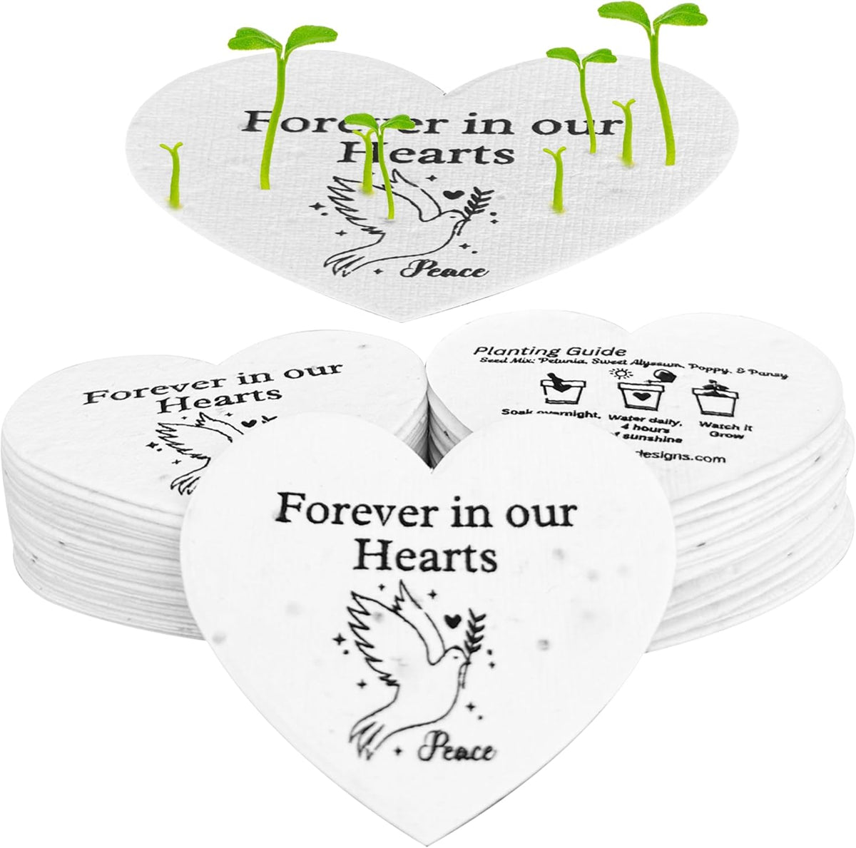 50 Plantable Seed Paper Funeral Favors for Guests - Handmade Seed Cards with Wildflower Seeds for