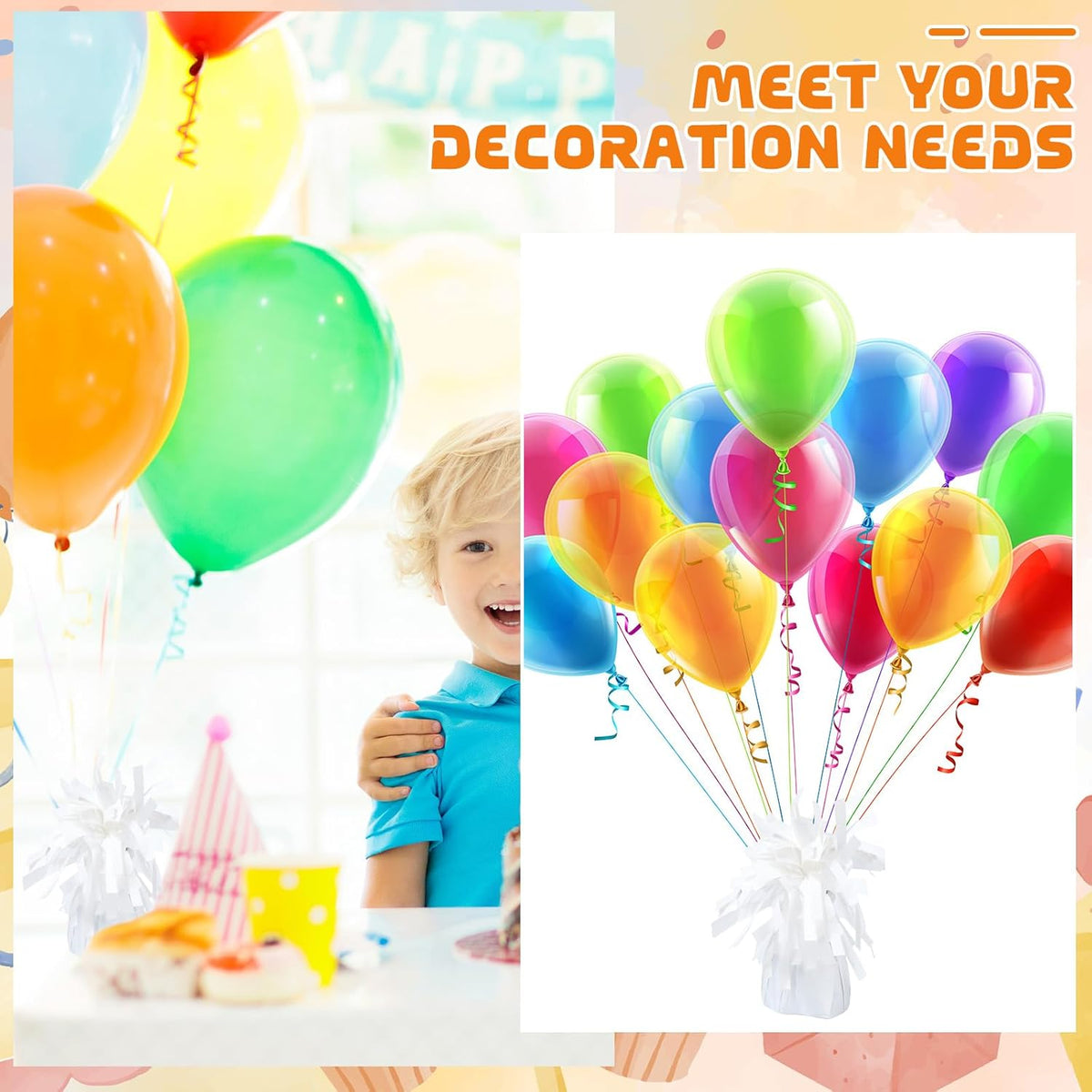 6 Pack White Balloon Weights Metallic Holder Anchors Balloon Holder Weights for for Birthday 2025