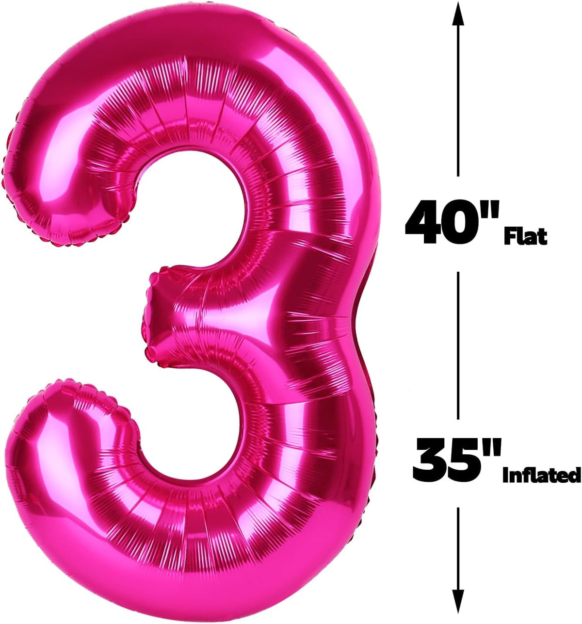 40 Inch Hot Pink 3 Large Number Balloon, 3 13 23 30 33 36 38 Hot Pink Birthday Party Decorations