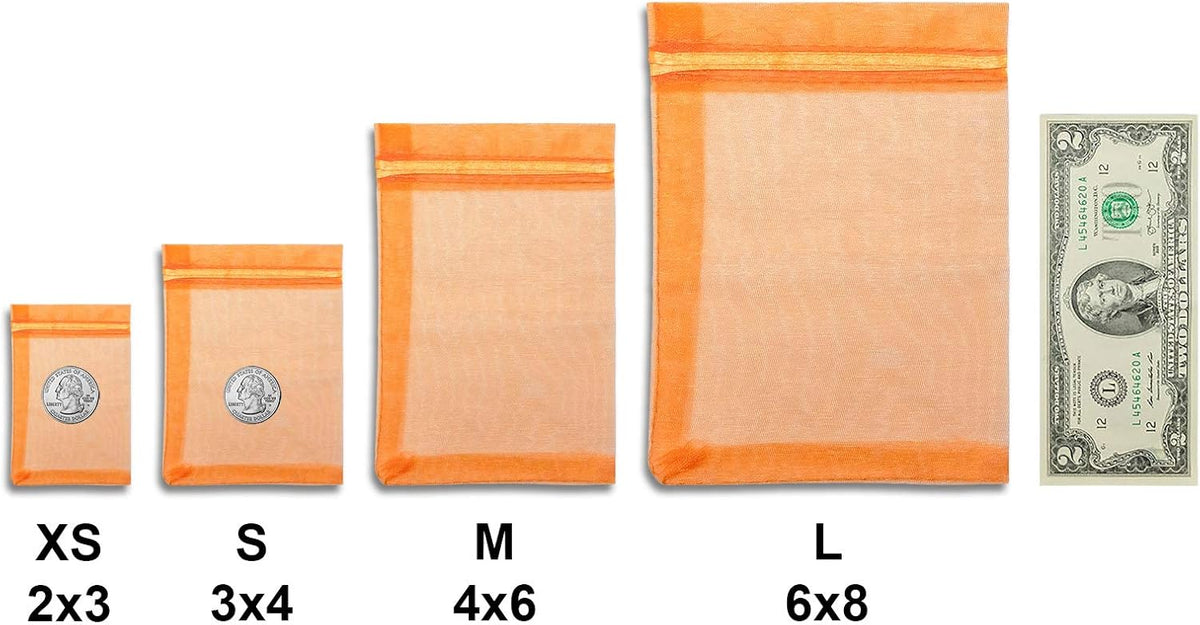 TheDisplayGuys 48-Pack 3x4 Orange Sheer Organza Gift Bags with Drawstring, Jewelry Candy Treat