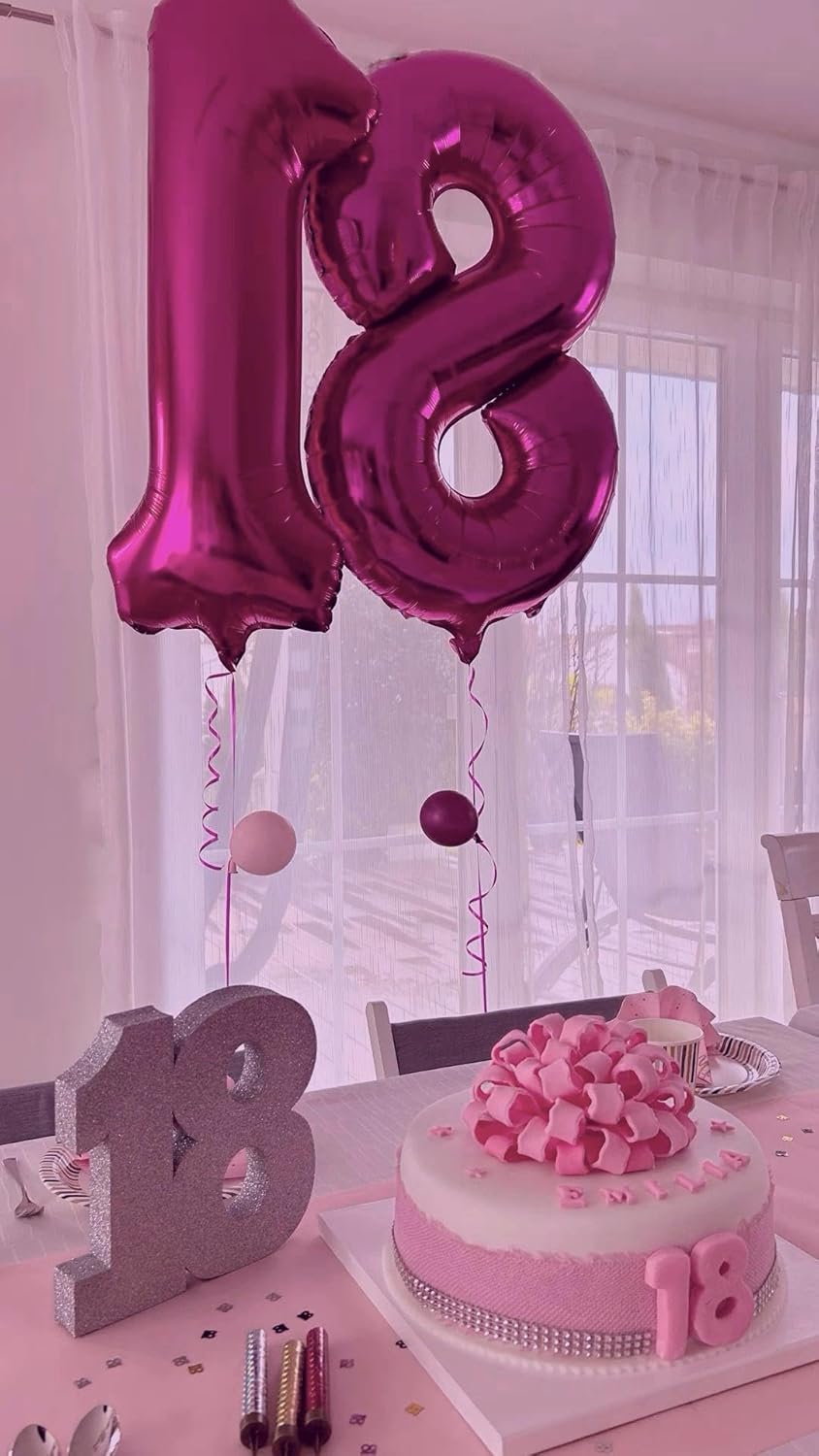 Rosy Purple Number 1 Balloon 40 inch, Number 1 Birthday Balloons for Boy Girl, Rosy Purple Foil One