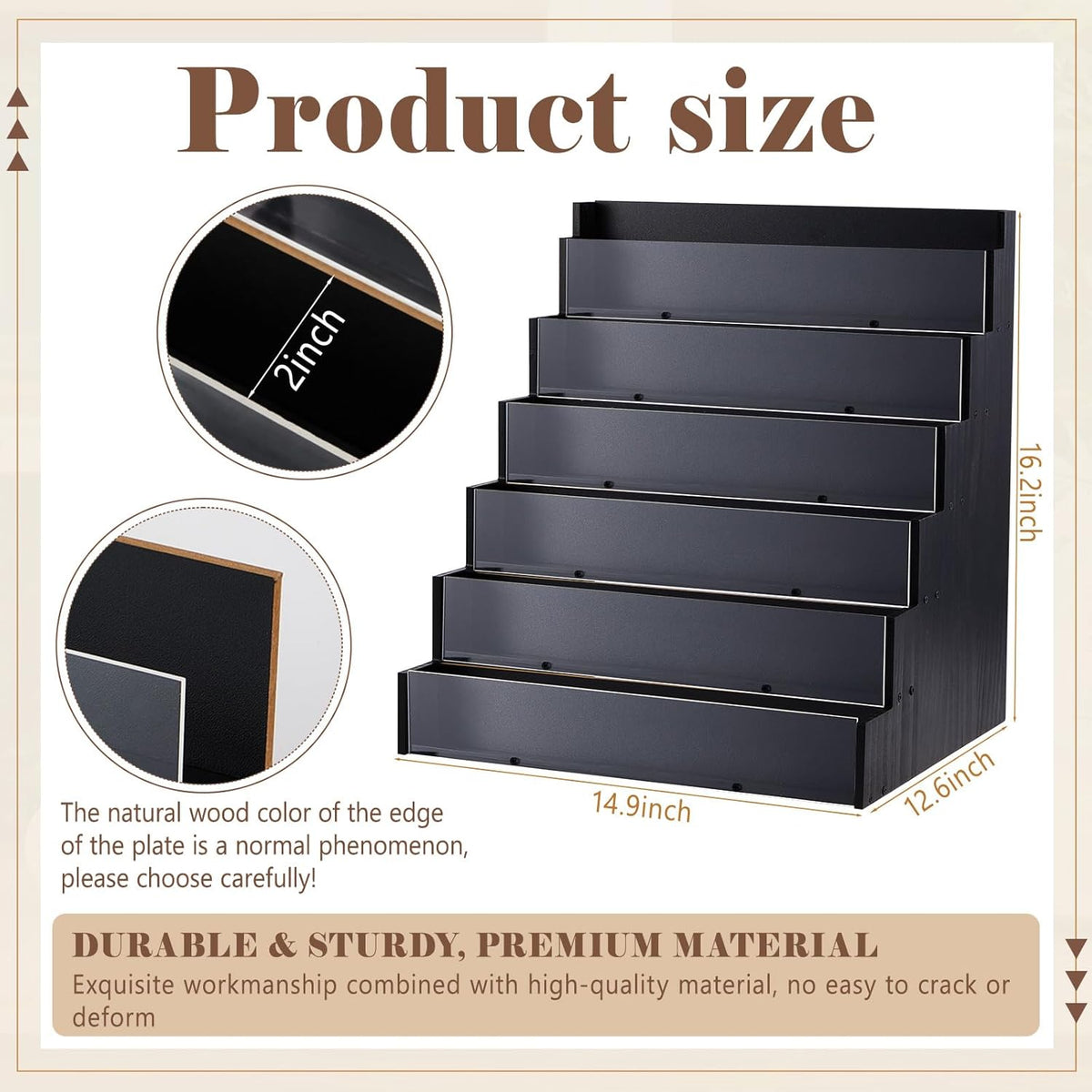 6 Tier Greeting Card Display Stand Black Bamboo and Acrylic Sticker Display Stand Trading Card