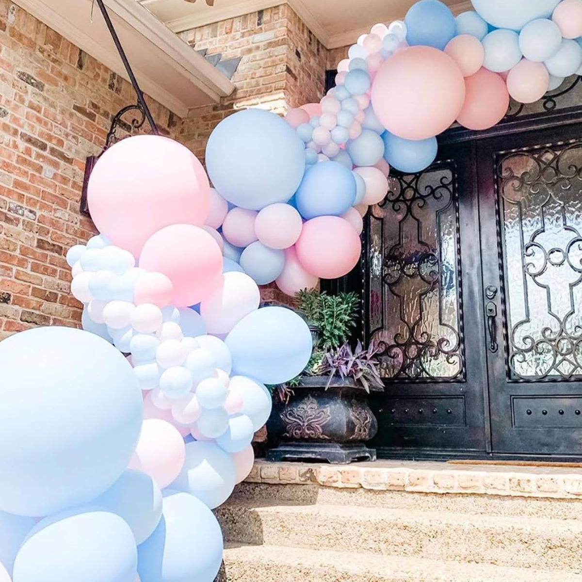 Paready Macaron Pink and Blue Balloons, 60 Pcs 12 Inch Baby Shower Party Balloons, Metallic Blue
