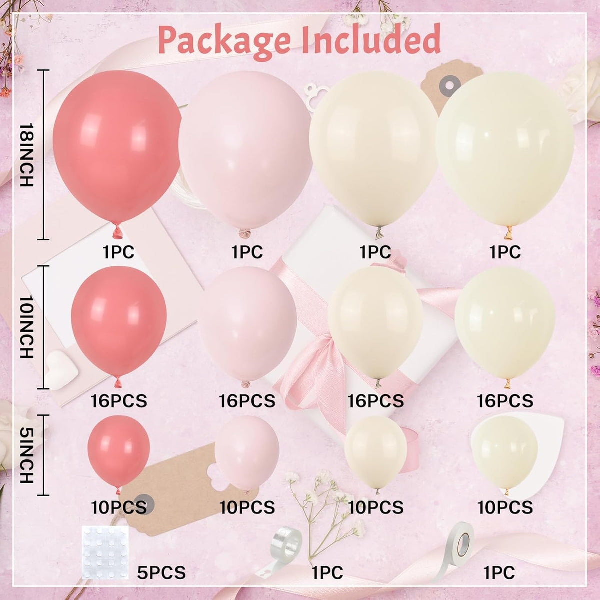 Dusty Pink Balloon Arch Kit 115Pcs Boho Blush Pink Balloons Garland Neutral Retro Peach Nude Beige