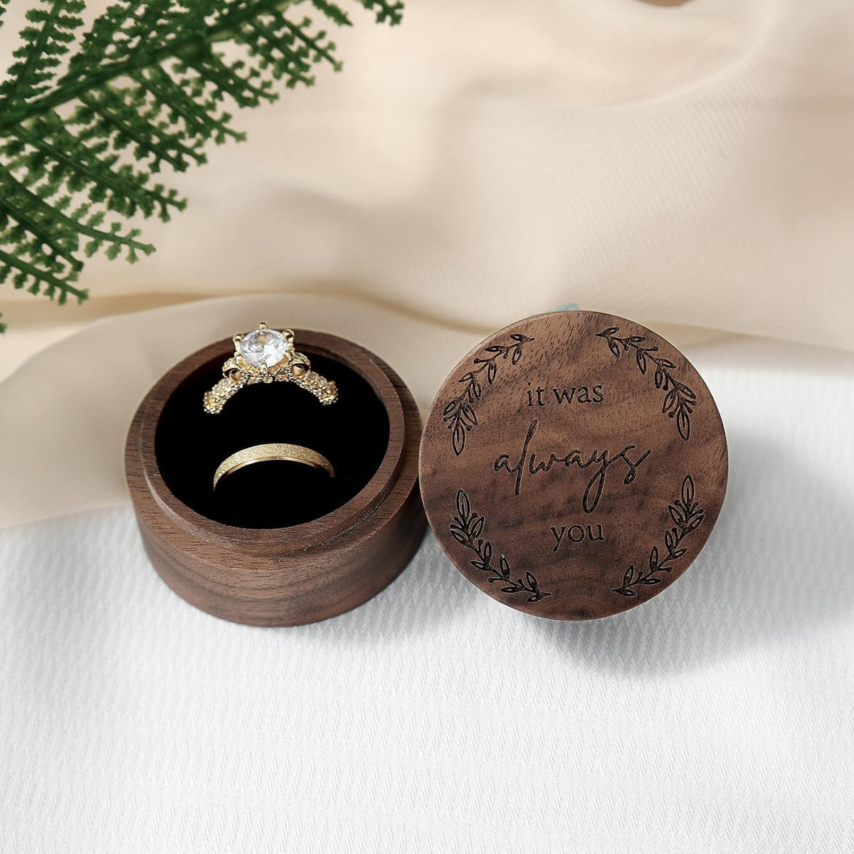Ring Box, Wooden Ring Box for Wedding Ceremony Ring Bearer Box, Engagement Ring Holder Gift for