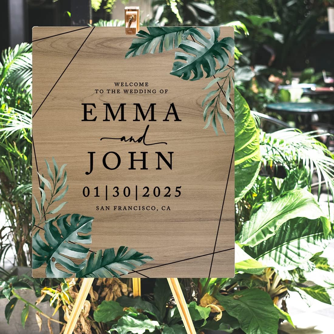 Andaz Press Large Wooden Welcome Sign for Wedding, Rustic Welcome Sign 16" x 20" Custom Names
