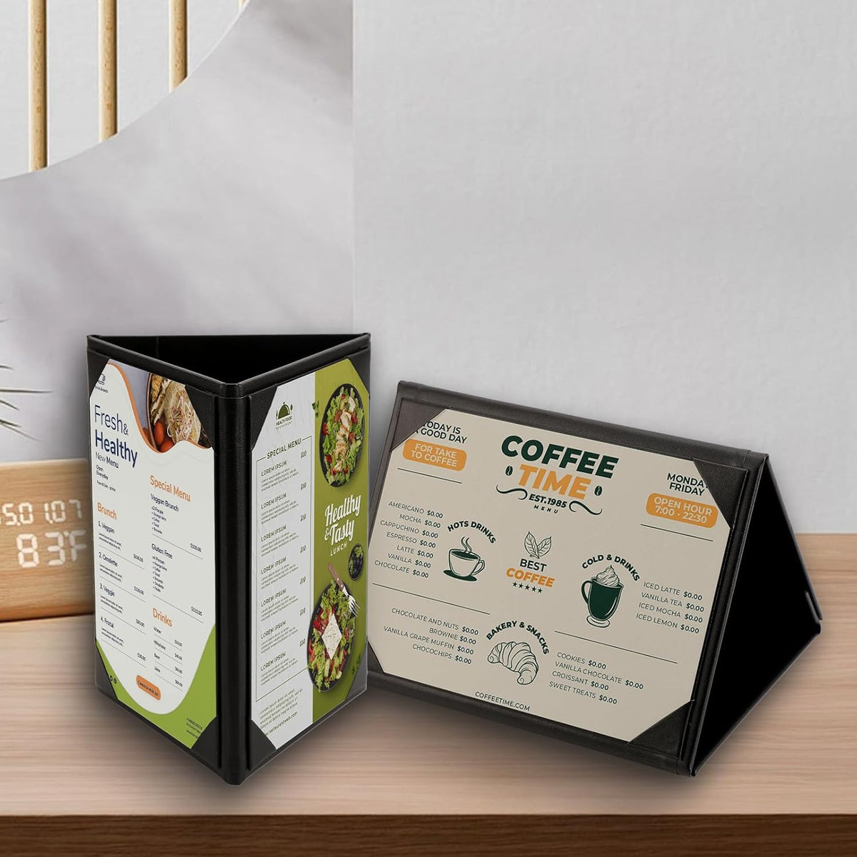 Menu Covers - Set of 10 Double-Sided Table Tent Cards for Restaurant, Dinner Party, and Bar Menus