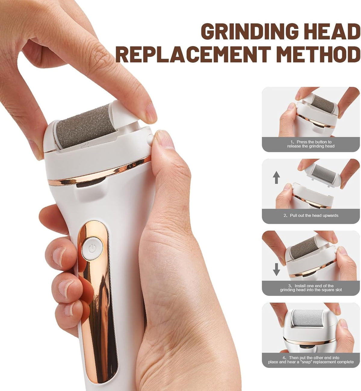 Electric Foot Callus Remover, Rechargeable Portable Electric Foot File, IPX6 Waterproof with 3